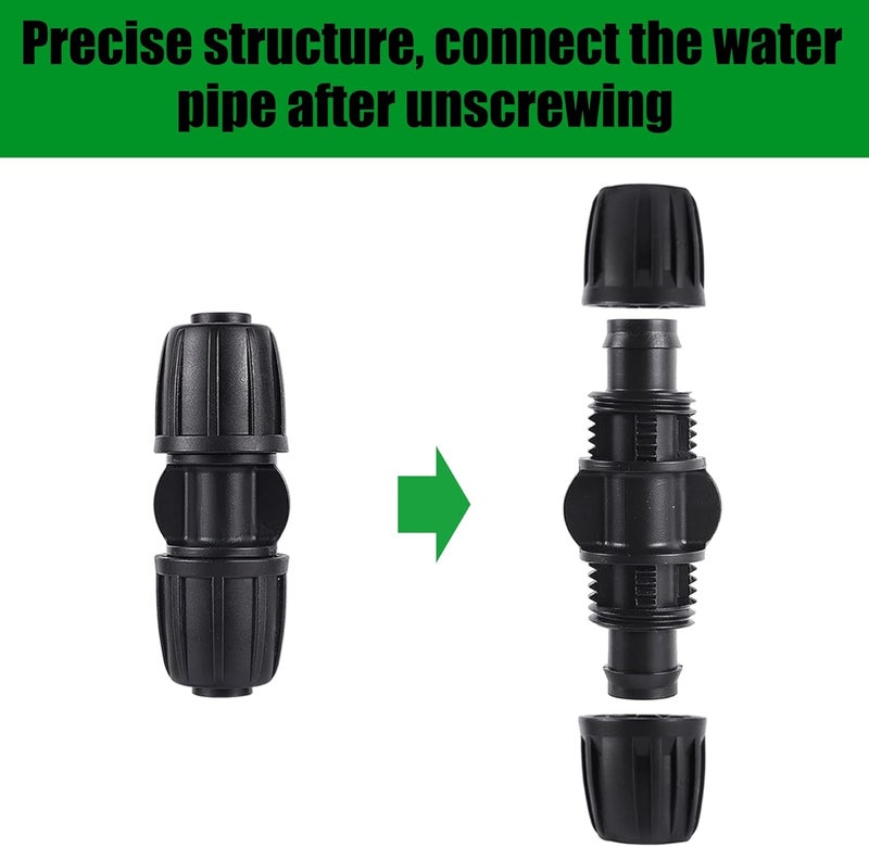 FOGWOWO 10 Pack 1/2 Inch Drip Irrigation Coupling Connectors (1/2" ID x 0.65" OD) - 1/2'' Drip Line Anti-Drop Barbed Locked Straight Connectors for 1/2 Inch Drip Tubing Garden Irrigation System - Image 3
